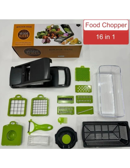 Cortador de Verduras 16 en 1 Genérico con Contenedor y Cuchillas
