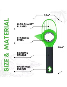 Cortador de Aguacate 3 en 1 Genérico Acero Inoxidable Verde 2