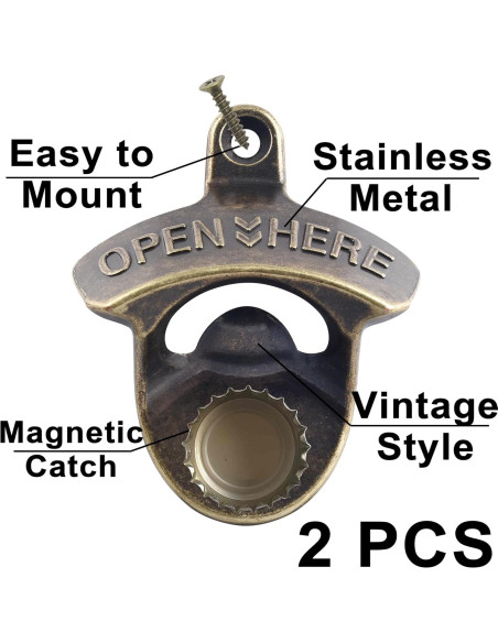 Abrebotellas de Pared HAIICEN Magnético de Acero Inoxidable 2 PCS