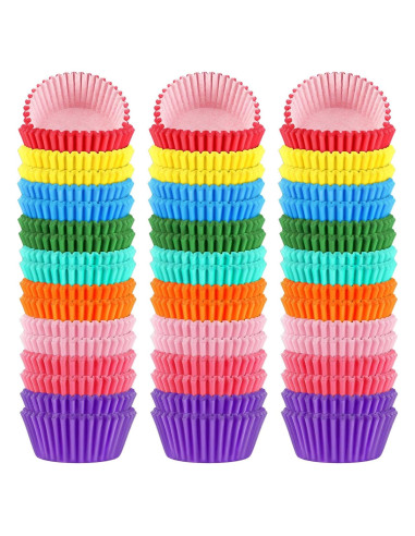 Forros de Cupcake SANNIX 450pcs Coloridos 5cm Arcoíris