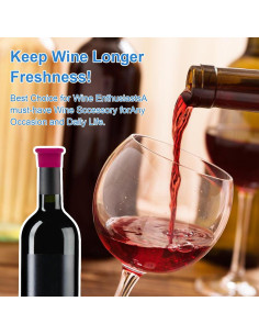 12 Tapones de Vino Coloridos PENGJINYU Silicona Reutilizables 2