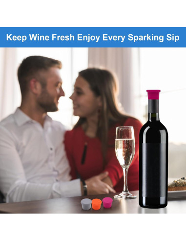 12 Tapones de Vino Coloridos PENGJINYU Silicona Reutilizables