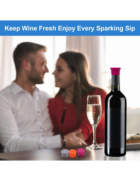 12 Tapones de Vino Coloridos PENGJINYU Silicona Reutilizables