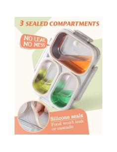 Caja de Almuerzo Bento Alphatool Acero Inoxidable 25 oz 3 Compartimentos 2