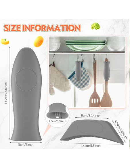 Juego de 4 Fundas de Mango de Silicona Domensi Gris