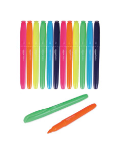 Marcadores Fluorescentes Amazon Basics, Punta Cincel, 12 Colores