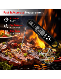 Termómetro Digital de Carne YFL Plegable con Pantalla LCD 300C 2