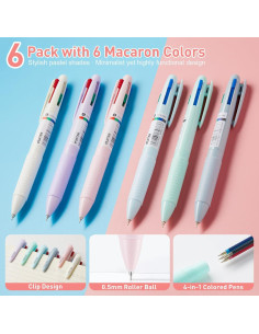 Paquete de 6 bolígrafos de gel IPURTER 4 en 1 multicolor 0.5 mm 2