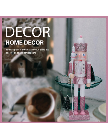 Cascanueces Rosa de Madera 30.48 cm PASOLABE Adorno Navideño