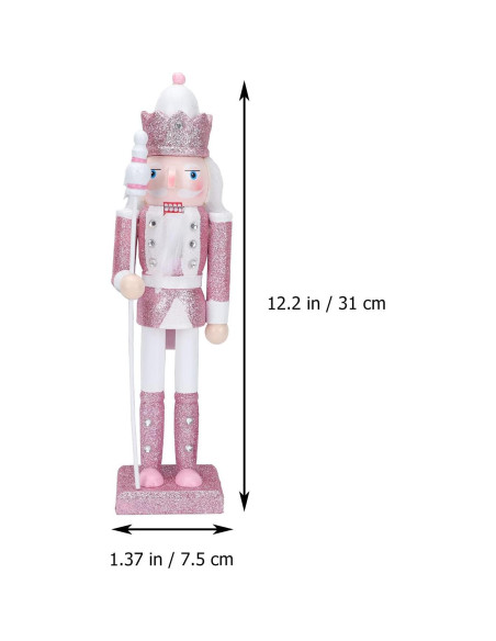 Cascanueces Rosa de Madera 30.48 cm PASOLABE Adorno Navideño
