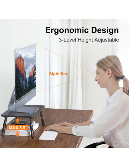 Soporte de Monitor Plegable Bracwiser Metal 3 Alturas Ajustables Soporte de Monitor Plegable Bracwiser Metal 3 Alturas Ajustables