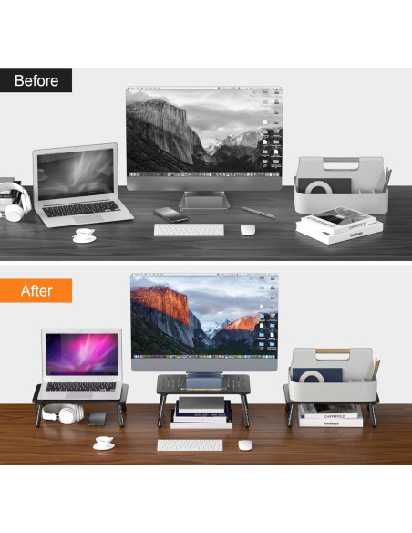 Soporte de Monitor Plegable Bracwiser Metal 3 Alturas Ajustables Soporte de Monitor Plegable Bracwiser Metal 3 Alturas Ajustables