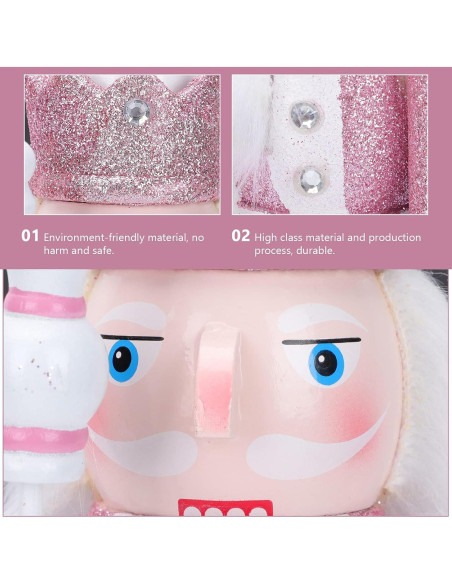 Cascanueces Rosa de Madera 30.48 cm PASOLABE Adorno Navideño