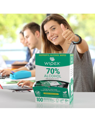Toallitas de Alcohol Isopropílico Wipex 70% - 100 Unidades