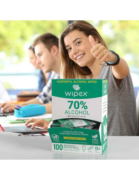 Toallitas de Alcohol Isopropílico Wipex 70% - 100 Unidades
