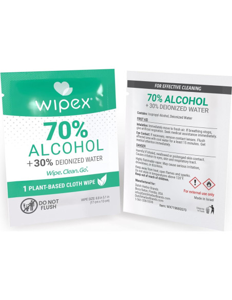 Toallitas de Alcohol Isopropílico Wipex 70% - 100 Unidades