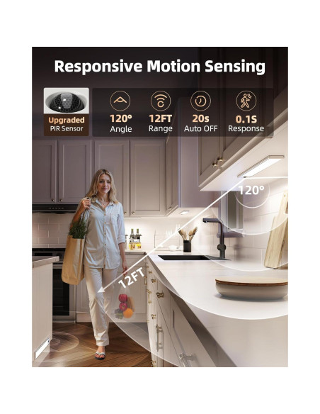 EZVALO Luces Bajo Gabinete Inalámbricas 20.32cm con Sensor
