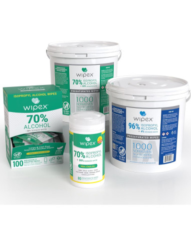 Toallitas de Alcohol Isopropílico Wipex 70% - 100 Unidades