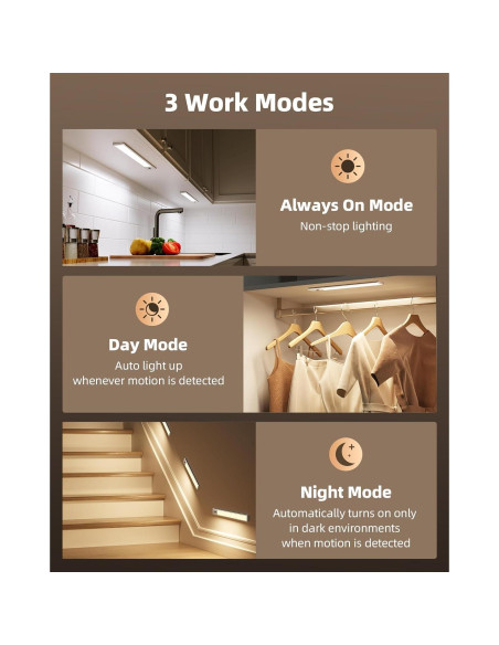 EZVALO Luces Bajo Gabinete Inalámbricas 20.32cm con Sensor