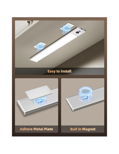 EZVALO Luces Bajo Gabinete Inalámbricas 20.32cm con Sensor