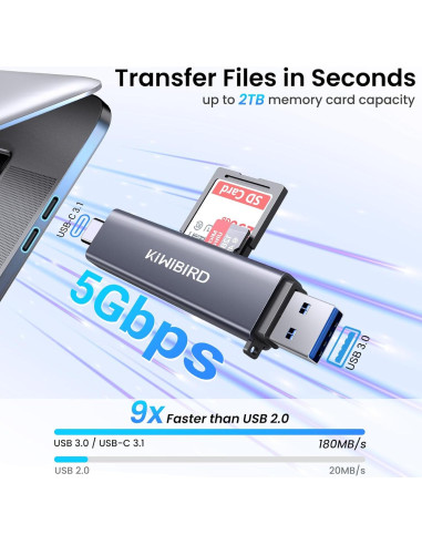 Lector de Tarjetas SD USB 3.0 KiWiBiRD SG-039G 4-en-1