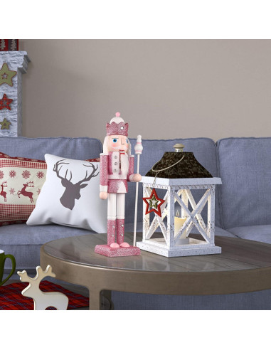 Cascanueces Rosa de Madera 30.48 cm PASOLABE Adorno Navideño