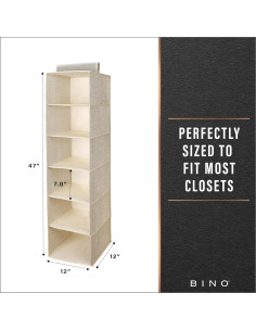 Organizador Colgante de Closet BINO 6 Estantes Beige 120 cm 2