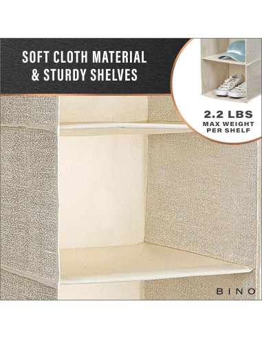 Organizador Colgante de Closet BINO 6 Estantes Beige 120 cm