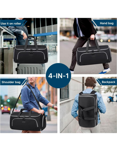 Bolsa de Ropa Convertible 4 en 1 Negro 58L para Viaje