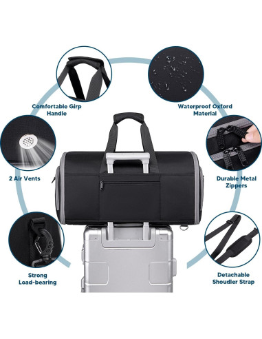 Bolsa de Ropa Convertible 4 en 1 Negro 58L para Viaje