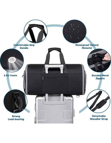 Bolsa de Ropa Convertible 4 en 1 Negro 58L para Viaje