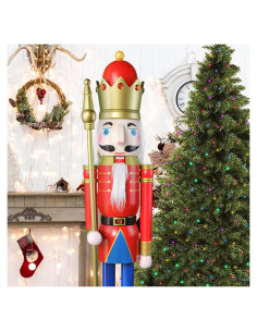 Rey Cascanueces de Madera CDL 4 pies Rojo K08 Decoración