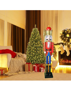 Rey Cascanueces de Madera CDL 4 pies Rojo K08 Decoración 2