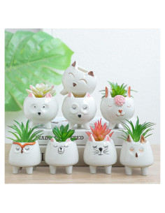 Macetas Suculentas Cerámica ARTKETTY 8 Pcs con Drenaje