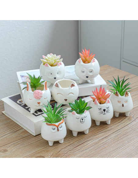 Macetas Suculentas Cerámica ARTKETTY 8 Pcs con Drenaje