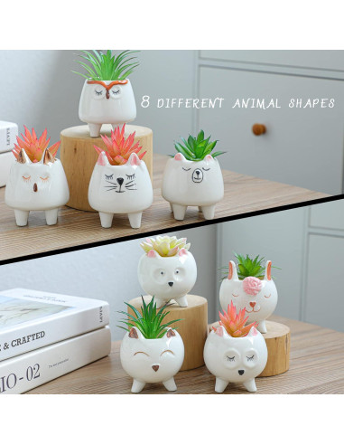 Macetas Suculentas Cerámica ARTKETTY 8 Pcs con Drenaje