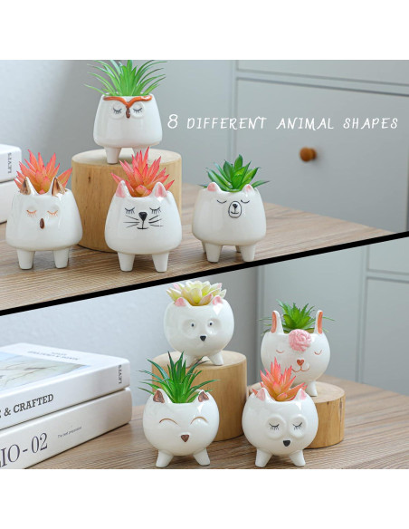 Macetas Suculentas Cerámica ARTKETTY 8 Pcs con Drenaje