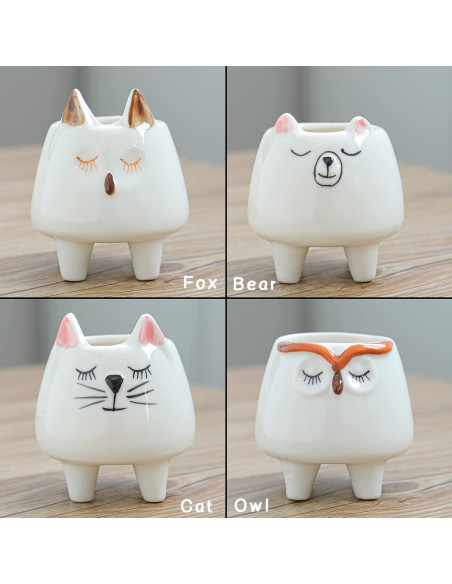 Macetas Suculentas Cerámica ARTKETTY 8 Pcs con Drenaje