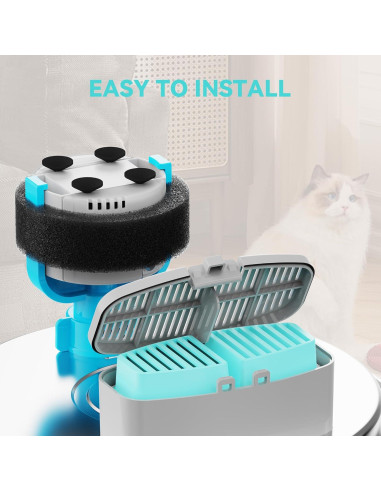 Filtros para Fuente de Agua FOFNON - 12 Piezas (6 Filtros + 6 Esponjas)