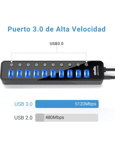 Hub USB 3.0 Alimentado atolla CH-310U3 10 Puertos con Interruptores