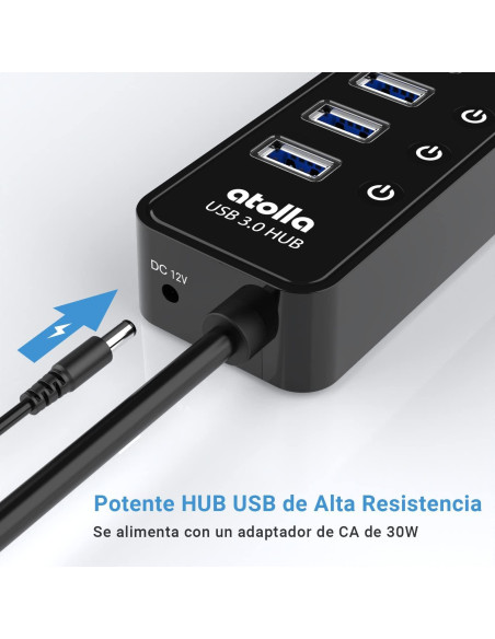 Hub USB 3.0 Alimentado atolla CH-310U3 10 Puertos con Interruptores