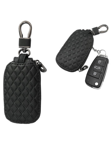 Funda para Llave de Auto Dickno de Cuero Negro Antirayaduras