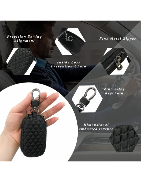 Funda para Llave de Auto Dickno de Cuero Negro Antirayaduras