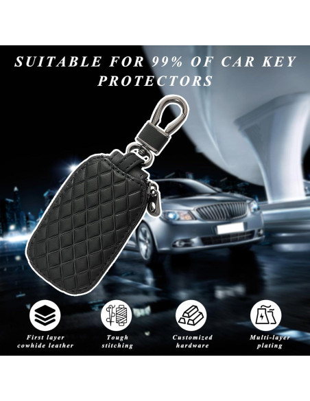 Funda para Llave de Auto Dickno de Cuero Negro Antirayaduras