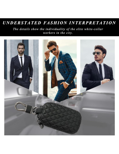 Funda para Llave de Auto Dickno de Cuero Negro Antirayaduras