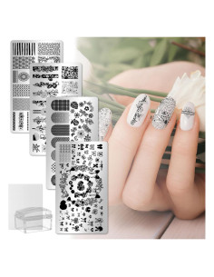 Kit de Estampado de Uñas VYNFLICK - 4 Plantillas Reutilizables
