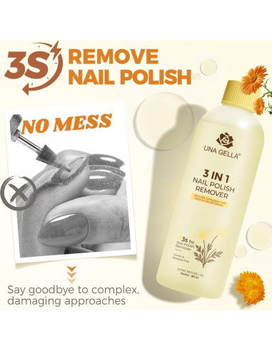 Removedor de Esmalte de Uñas UNA GELLA 236.6 ml Acetona Caléndula