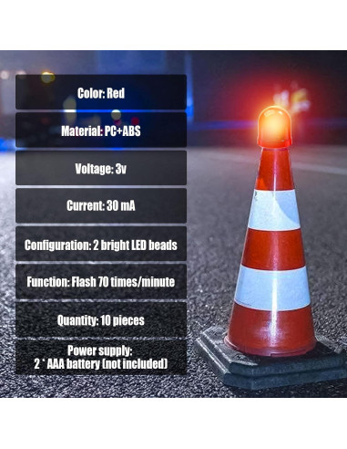 10 Luces de Cono de Tráfico LED Moutainsmart 360 Intermitentes