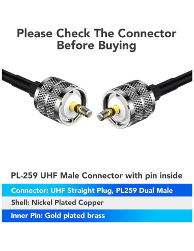 Cable Coaxial RG58 15.24M Foboiu UHF PL259 50 Ohm