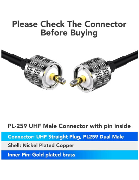 Cable Coaxial RG58 15.24M Foboiu UHF PL259 50 Ohm